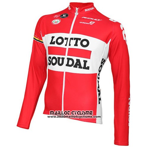 2016 Maillot Ciclismo Lotto Soudal Blanc et Rouge Manches Longues et Cuissard